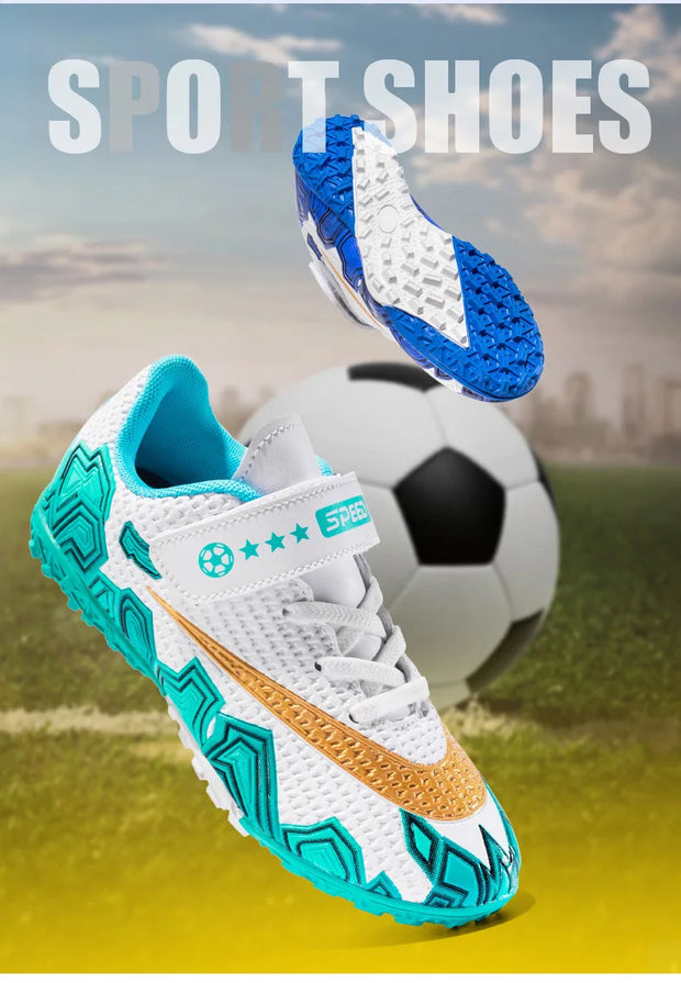 Cristiano Ronaldo Kids Soccer Shoes Boys And Girls Training Match Play Magic Tape Sticky Trainers Football Boots For Children