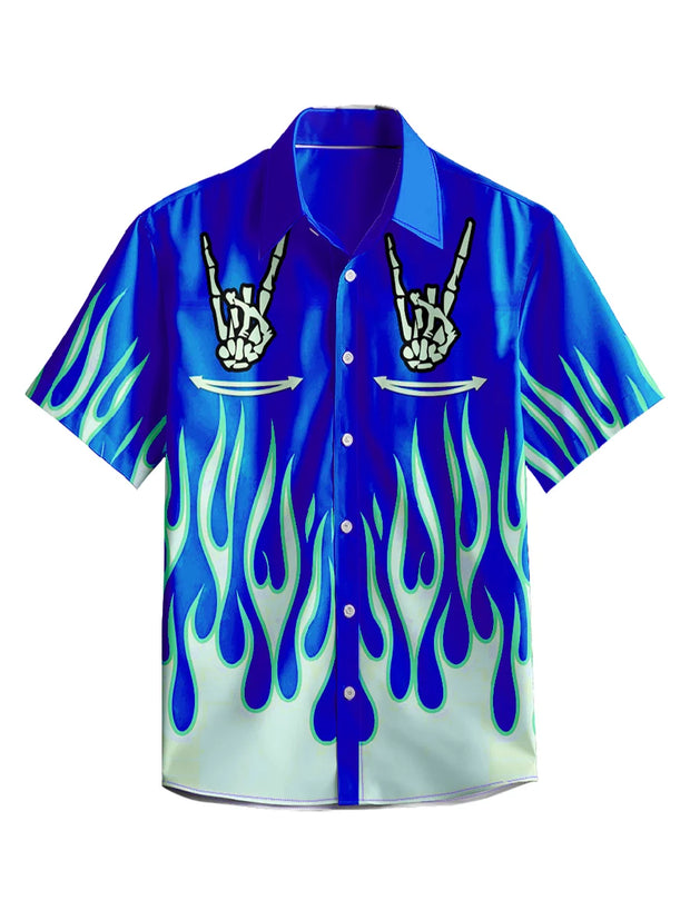 3D Y2k Button Shirt Gothic Pink Skull Print Hawaiian Shirt Men/Women Unisex Shirts Summer Short Sleeve Shirt Streetwear