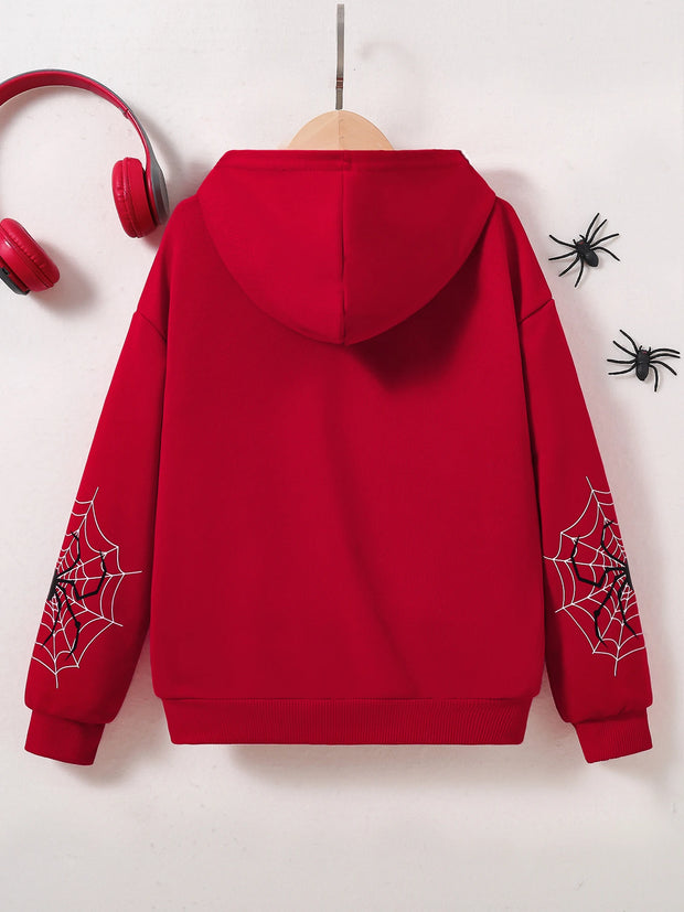 Spring/Fall Children's wear Men's outdoor sportswear Parallel Universe Spider Web Red hooded jacket Loose comfortable trend