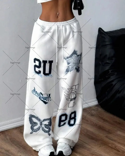 Street Hip-hop Loose Cotton Straight Wide-leg Casual Pants Women American Retro Harajuku Y2K Fashion Oversized Trousers