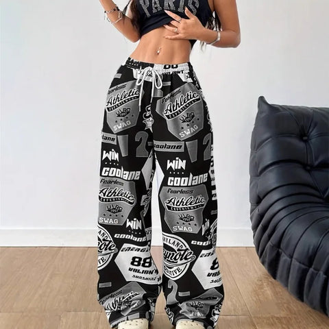 Goth Graphic Print Trousers Women Pants Street Hip Hop Harajuku Vintage Sweatpants Women Clothing Loose Casual Joggers Women