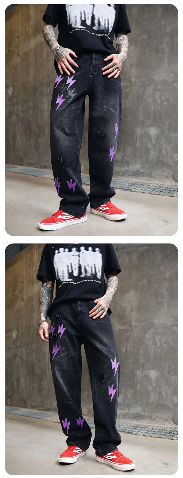 Trousers Straight Man Cowboy Pants with Print Men's Jeans Hip Hop Star Cotton 2025 Trend Stacked 90s Streetwear Y2k Vintage Kpop