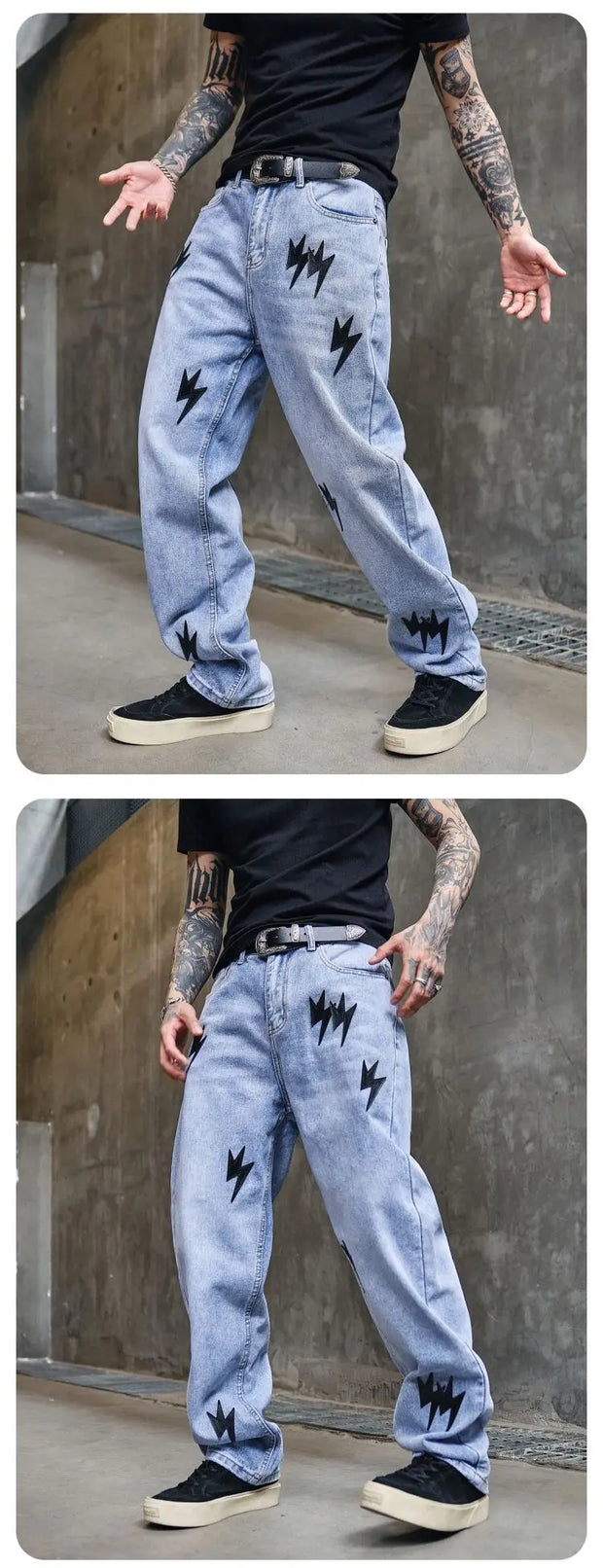 Trousers Straight Man Cowboy Pants with Print Men's Jeans Hip Hop Star Cotton 2025 Trend Stacked 90s Streetwear Y2k Vintage Kpop