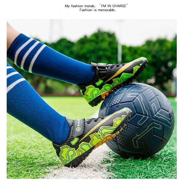 Cristiano Ronaldo Kids Soccer Shoes Boys And Girls Training Match Play Magic Tape Sticky Trainers Football Boots For Children