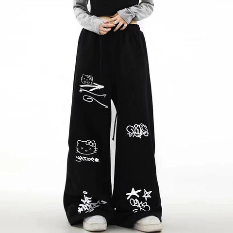 Large dopamine rose red sunscreen sports pants for women in summer  thin and loose fit  lazy style  wide leg paratroopers