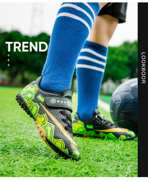 Cristiano Ronaldo Kids Soccer Shoes Boys And Girls Training Match Play Magic Tape Sticky Trainers Football Boots For Children