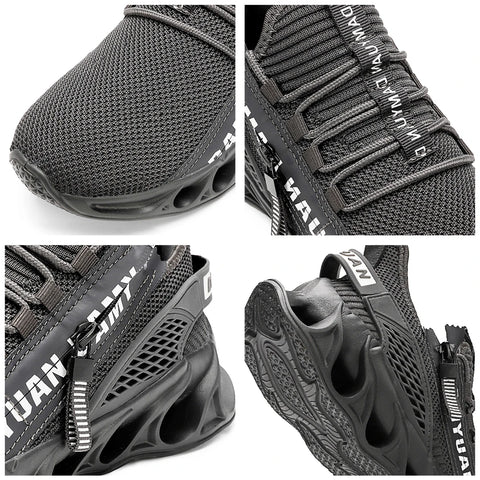 Mens Athletic Shoes with Shock Cushioning Cup Insole Breathable Zipper Design Enhanced Fasticity for Optimal Comfort in Sports