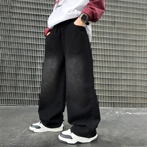 Hot Sale Kids Fashion Jeans With Cartoon For Boys Luxury Clothing Denim Pants Elegant Teenage Child Straight Fit Jeans Trousers