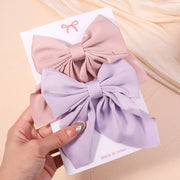 2Pcs/Set Girls Sweet Print Bows Hair Clips Hairpins Ribbon Barrettes Duckbill Clip Headwear Female Summer Hair Accessories