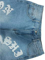 New Streetwear Men Fashion print Loose Jeans Trousers High Quality Men's Solid Casual Straight Denim Pants
