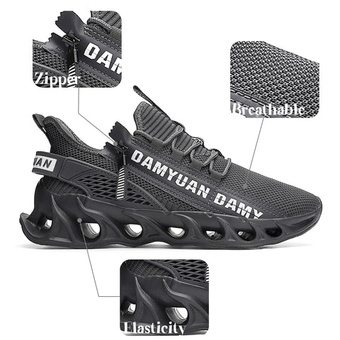 Mens Athletic Shoes with Shock Cushioning Cup Insole Breathable Zipper Design Enhanced Fasticity for Optimal Comfort in Sports