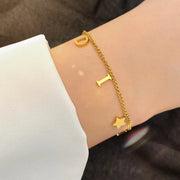 Korea New Fashion Letter Star Pendant Bracelet Woman Simple Vintage Stainless Steel Bracelet Luxury Jewelry Accessories Gifts