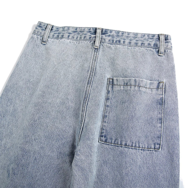 High Street Jeans Men Cross Graphic Baggy Denim Pants Unisex Young Streetwear Blue Loose Punk Casual Fashion Y2k Trousers Summer