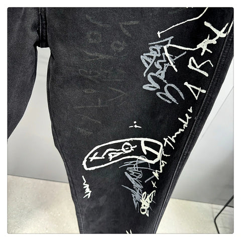 American Hip Hop Baggy Jeans Mens Clothing Streetwear Paint Graffiti Black Skateboard Street Dance Pants Kpop Denim Trousers