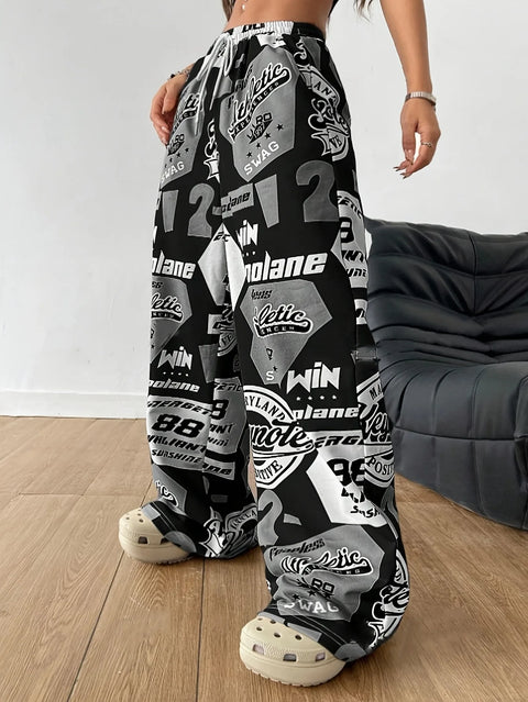 Goth Graphic Print Trousers Women Pants Street Hip Hop Harajuku Vintage Sweatpants Women Clothing Loose Casual Joggers Women