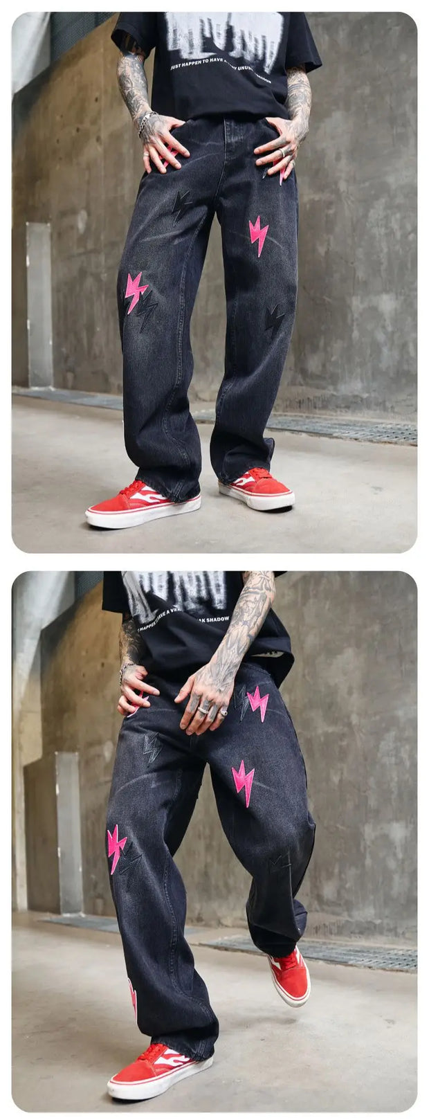 Trousers Straight Man Cowboy Pants with Print Men's Jeans Hip Hop Star Cotton 2025 Trend Stacked 90s Streetwear Y2k Vintage Kpop