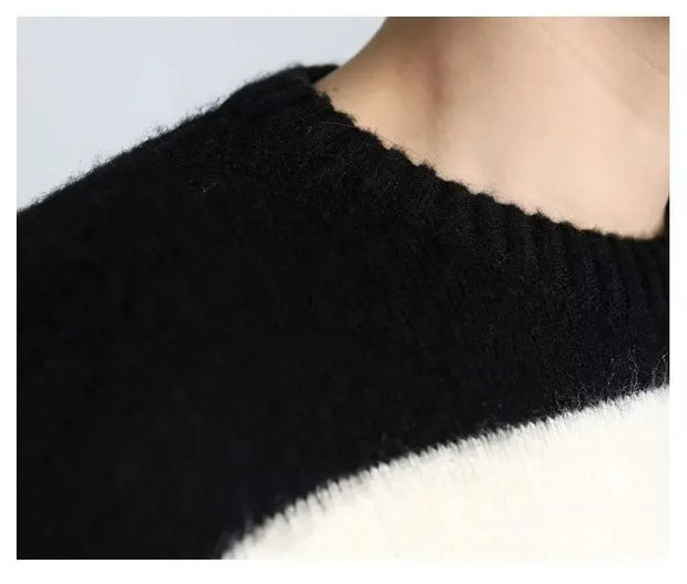 Casual Round Neck Striped Knitted Sweater New Style Loose Fit American Style Top Trendy Men's Trendy Sweater Winter