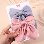 2Pcs/Set Girls Sweet Print Bows Hair Clips Hairpins Ribbon Barrettes Duckbill Clip Headwear Female Summer Hair Accessories