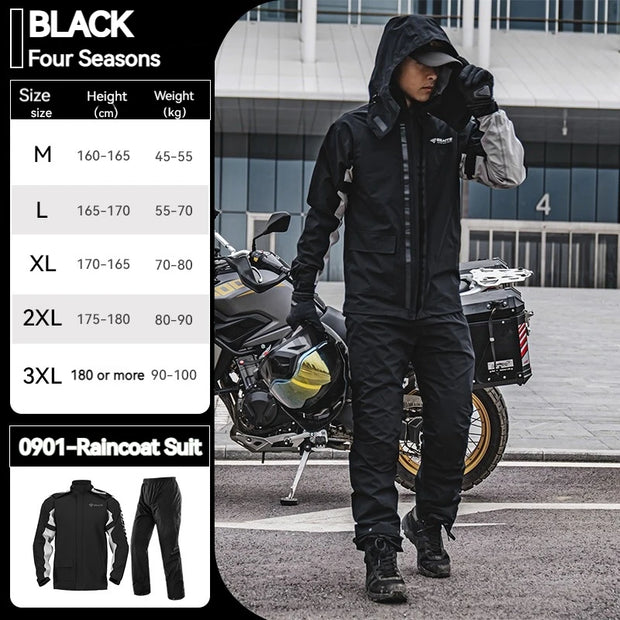 SULAITE Motorcycle Raincoat Suits Men Waterproof Rain Gear Rain Jacket Reflective Work Rain Coats Lightweight Hiking Rainsuit