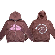 BIG PROMOTION Y2K Autumn and Winter Men's Gothic New Black and White Letter Printing 3D Digital Printing Full Zip Sweater