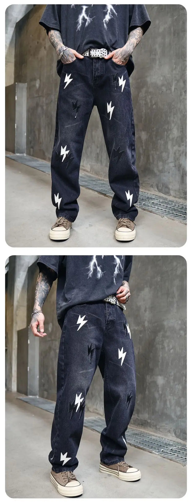 Trousers Straight Man Cowboy Pants with Print Men's Jeans Hip Hop Star Cotton 2025 Trend Stacked 90s Streetwear Y2k Vintage Kpop