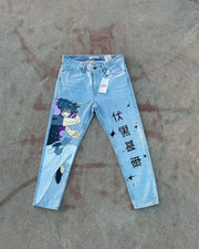 Harajuku Anime Graphic wide leg jeans High Waist Jeans Pants Women new Japanese Style Streetwear Y2K Jeans for Men Wide Trouser