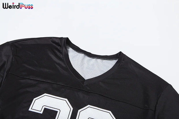 Weird Puss Number Print T-Shirt Woman Summer V-Neck Short Sleeve Loose Casual Comfortable Wild Party Streetwear Fashion Tops