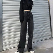 2024 New American Harajuku Vintage Print Jeans Y2K Women Washed Gray Straight Pants Street Gothic Loose Unisex Trousers Tide