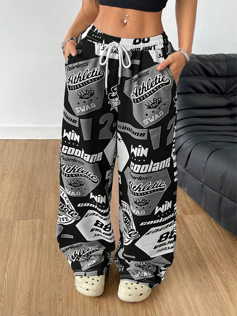 Goth Graphic Print Trousers Women Pants Street Hip Hop Harajuku Vintage Sweatpants Women Clothing Loose Casual Joggers Women