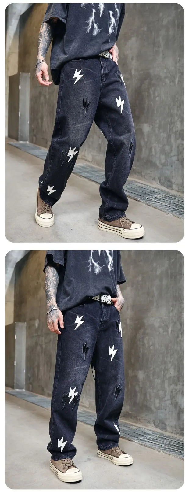 Trousers Straight Man Cowboy Pants with Print Men's Jeans Hip Hop Star Cotton 2025 Trend Stacked 90s Streetwear Y2k Vintage Kpop
