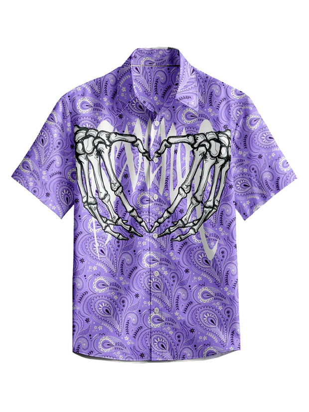 3D Y2k Button Shirt Gothic Pink Skull Print Hawaiian Shirt Men/Women Unisex Shirts Summer Short Sleeve Shirt Streetwear
