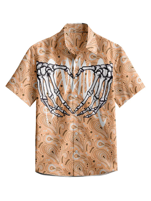 3D Y2k Button Shirt Gothic Pink Skull Print Hawaiian Shirt Men/Women Unisex Shirts Summer Short Sleeve Shirt Streetwear