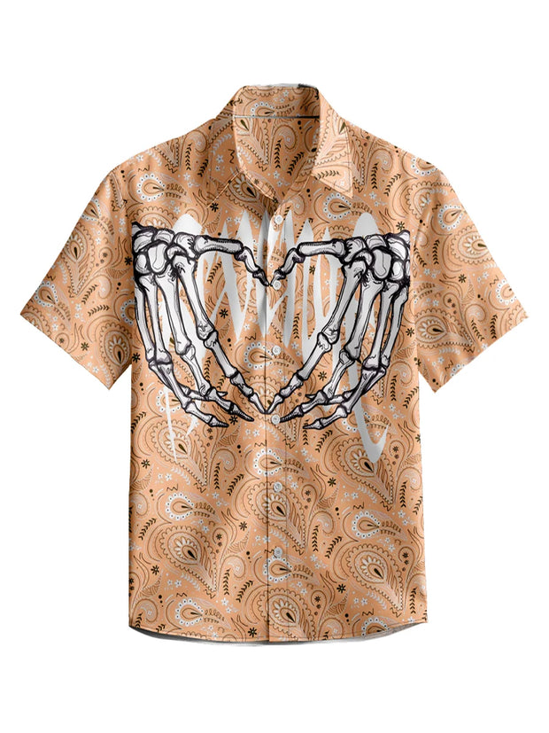 3D Y2k Button Shirt Gothic Pink Skull Print Hawaiian Shirt Men/Women Unisex Shirts Summer Short Sleeve Shirt Streetwear
