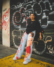 Harajuku Anime Graphic wide leg jeans High Waist Jeans Pants Women new Japanese Style Streetwear Y2K Jeans for Men Wide Trouser