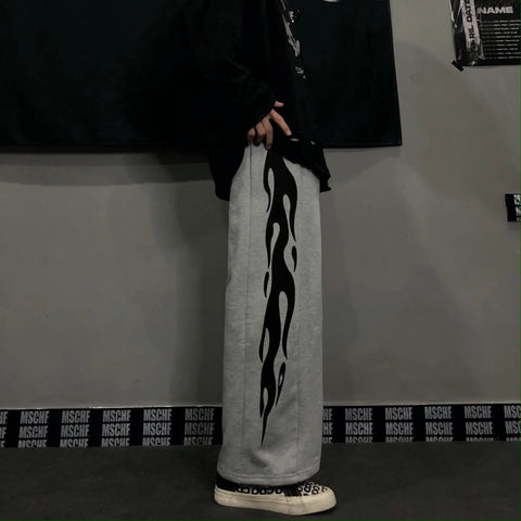 Japanese Y2k Oversize Graphic Wide Sweatpants Men Streetwear Print Casual Track Pants Male Sport Straight Trousers