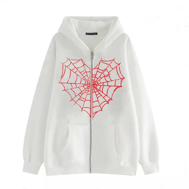 Love Print Street hip Hop Goth Harajuku Y2k black zipper hoodie Woman  coat hoodie