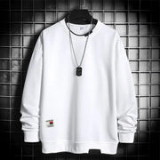 Men's Autumn Winter New Trendy Round Neck Pullover Sweatshirt Long Sleeves Casual Loose Fit Two-piece Illusion Top