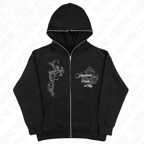 Dark Faux Fur Collar Harajuku Punk Y2K Zip up hoodie High street Skull Zipper Hoodie sweatshirt Retro Hip Hop Top Gothic Jacket