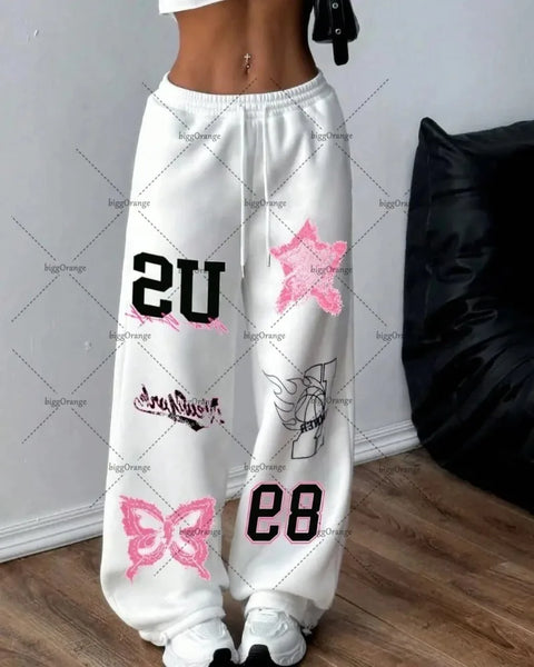 Street Hip-hop Loose Cotton Straight Wide-leg Casual Pants Women American Retro Harajuku Y2K Fashion Oversized Trousers