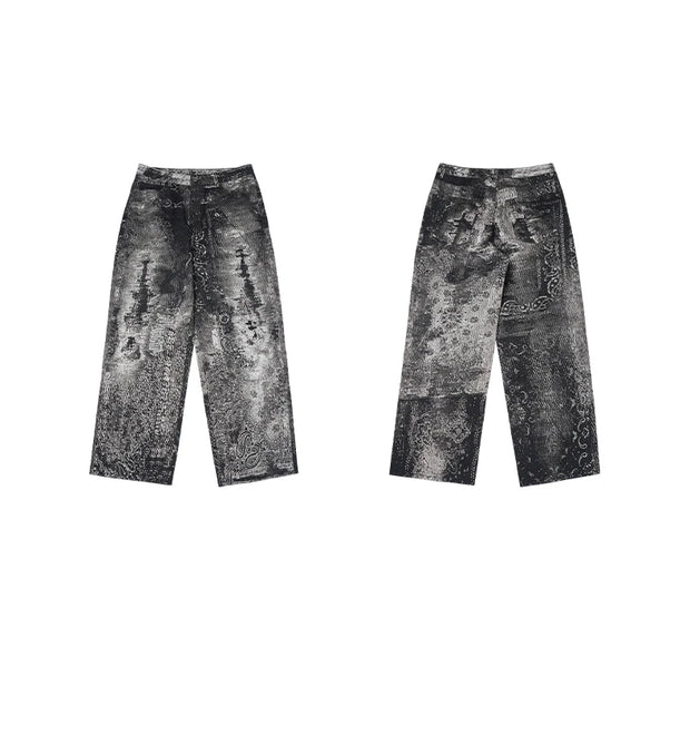 Y2K Fashion Design Jeans for Men and Women 2024 New Clothing Street Cool Loose Straight Retro Washed High-End Trousers