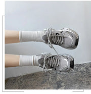 2024 New Breathable Vulcanized Shoes Women Casual Platform Sneakers Summer Thick Bottom Low Top Large jogging shoes