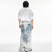 LUZHEN Vintage 3D Printed Jeans Personalized Original Designer Baggy Wide Leg Denim Pants Street High End American Male LZ6276