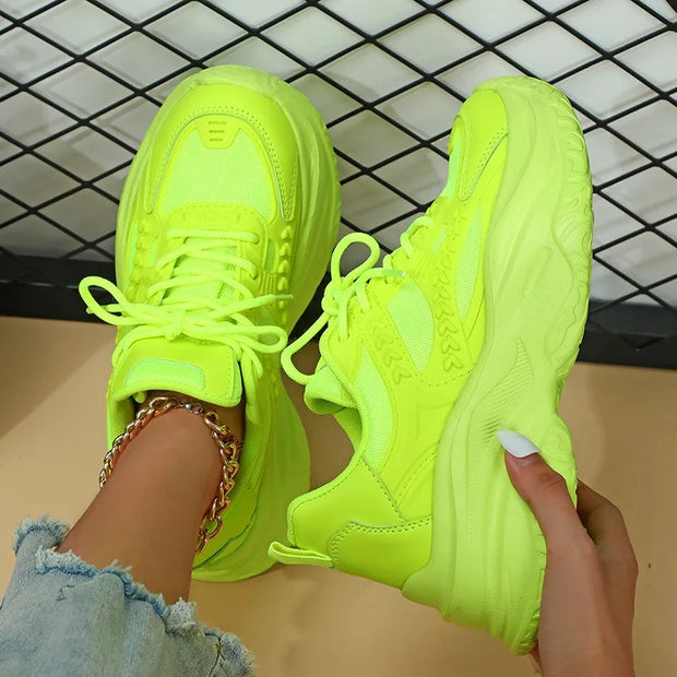 Pink Platform Sneakers Women Thick Sole Korean Chunky Sneakers 2025 Fashion Dad Shoes Woman Spring Height Increasing Sneakers