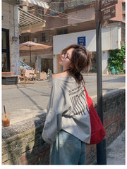 T-Shirts Women Off-shoulder Loose Fit Lazy Style All-match Young Students High Street Korean Fashion Spring Daily Tops Trendy