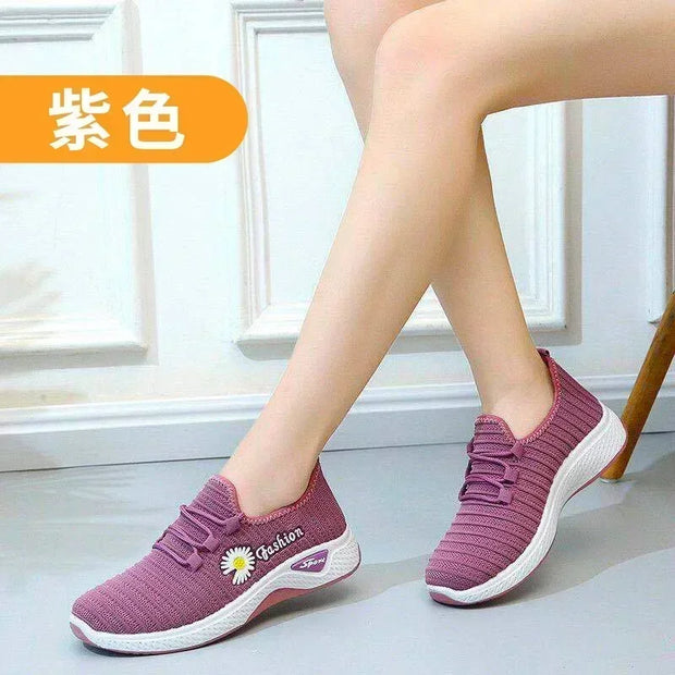 women's light running shoes,Adult sneakers,  net shoes, comfortable soft soled sneakers, women's breathable casual single shoes