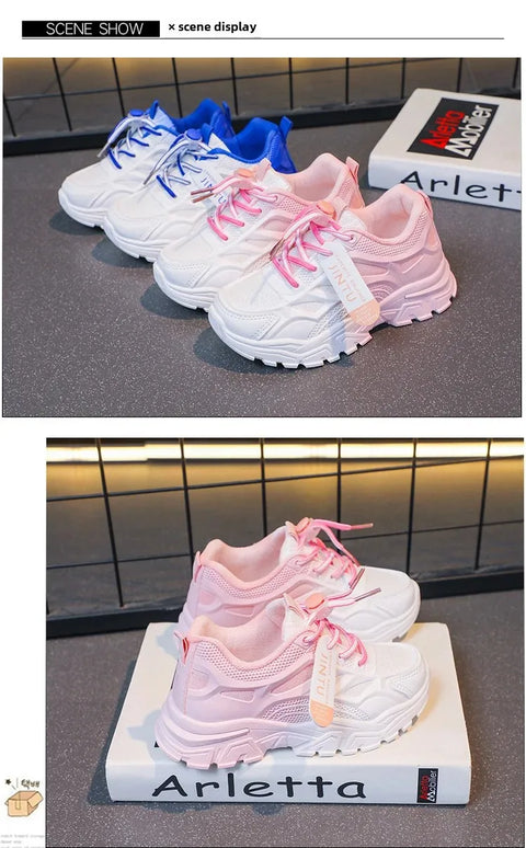 Ultra-Light Breathable Kids Sports Shoes Spring Autumn New Style Primary School Students Running Shoes Boys Girls Net Face