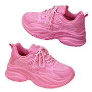 Pink Platform Sneakers Women Thick Sole Korean Chunky Sneakers 2025 Fashion Dad Shoes Woman Spring Height Increasing Sneakers