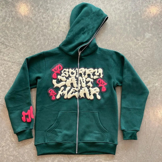 Y2k Harajuku Jacket Letter Print Coat Women Men Jackets Zip Hooded Sweatshirt Oversized Long-sleeved Zipper Top Casual Hoodies