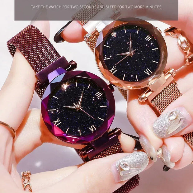 Luxury Starry Sky Women Watches Magnetic Mesh Belt Band Watch Women's Fashion Dress Wristwatch Zegarek Damski Reloj Mujer