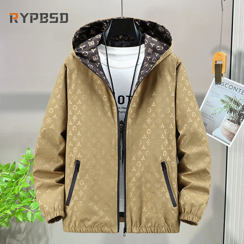 Men Lightweight Windbreaker Jacket Unisex Luxury Brand Windproof Zipper Hooded Autumn Print Fashion Streetwear Bomber Jacket Men